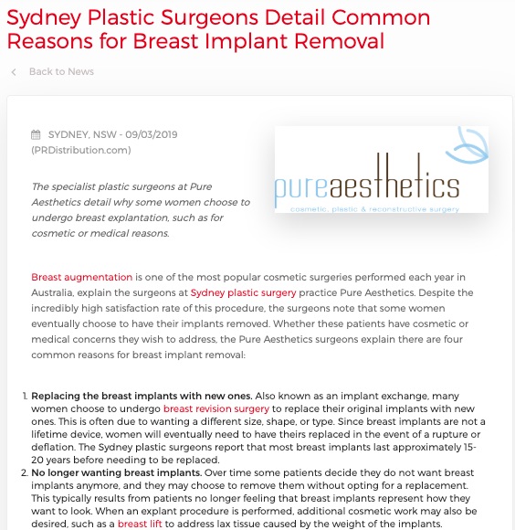 Sydney Plastic Surgeons Detail Common Reasons for Breast Implant